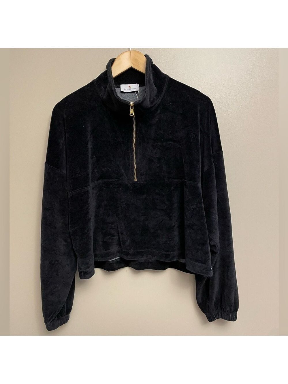Gil Rodriguez Velour Quarter Zip Sweater Black XS
